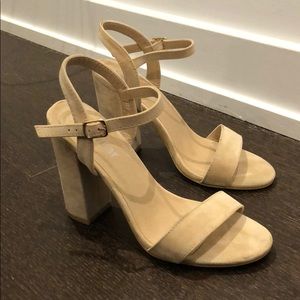 Beige/tan block heels